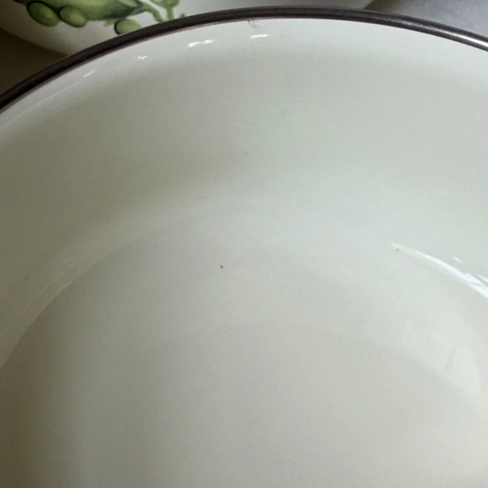 VTG Style Enamel Vegetable Nesting Bowls with Lids Set of 3 Farmhouse Kitchen